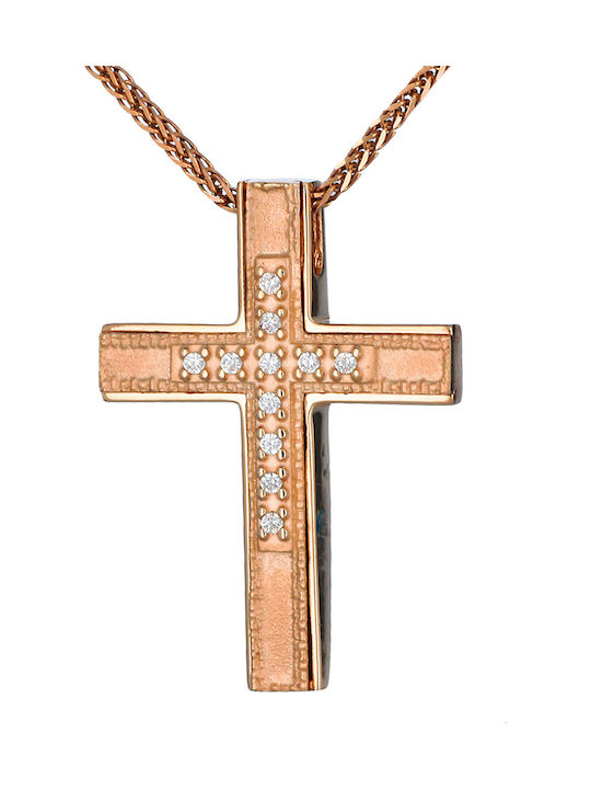 Women's Rose Gold Cross 14K Double Sided