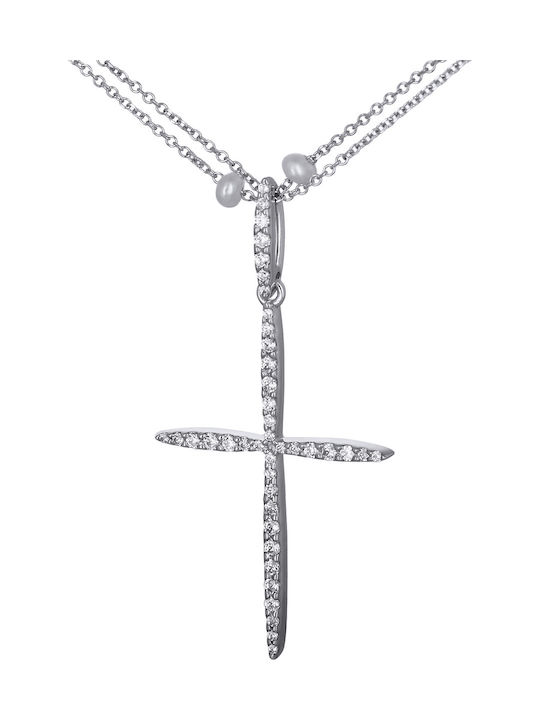 Women's White Gold Cross 14K with Chain