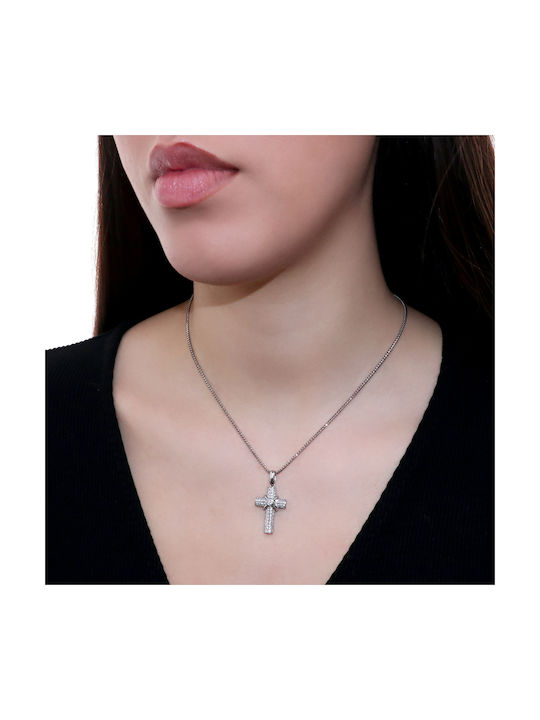 Weißgold Kreuz 18K mit Kette