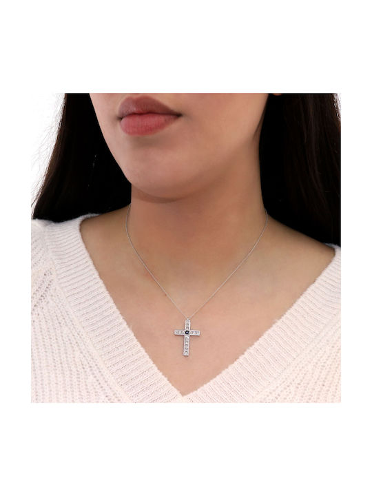 Damen Weißgold Kreuz 18K mit Kette