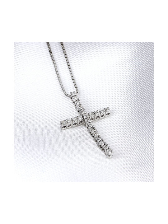 Weißgold Kreuz 18K mit Kette