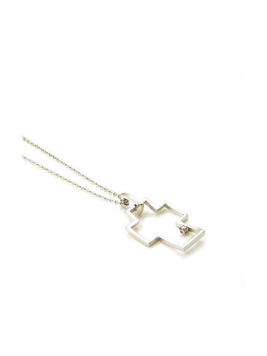 Women's White Gold Cross 18K with Chain