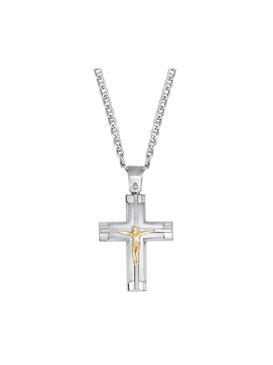 Herren Kreuz mit dem Gekreuzigten aus Silber mit Kette