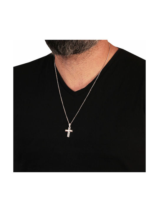 Men's White Gold Cross 14K