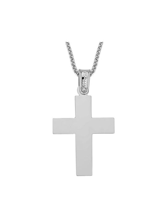 Herren Weißgold Kreuz 14K mit Kette