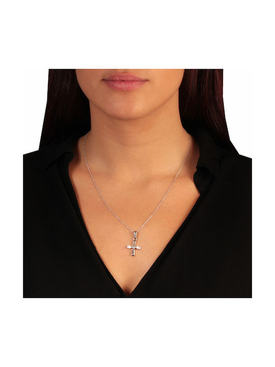 Women's White Gold Cross 18K