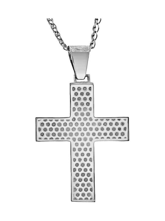 Men's White Gold Cross 14K Double Sided with the Crucified