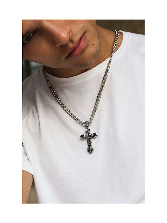 Men's Byzantine Cross from Steel with Chain