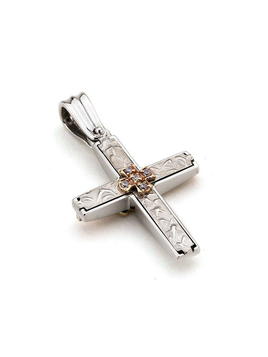 Women's White Gold Cross 14K Double Sided Goldsmith