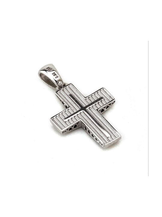 Herren Weißgold Kreuz 14K Beidseitig Goldsmith