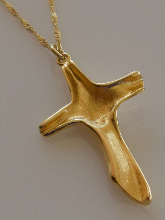 Bizoutaki Kreuz aus Vergoldetem Silber mit Kette