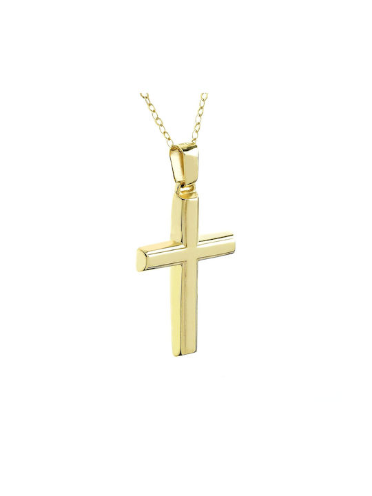 Ioannou24 Men's Gold Cross 14K Double Sided with Chain