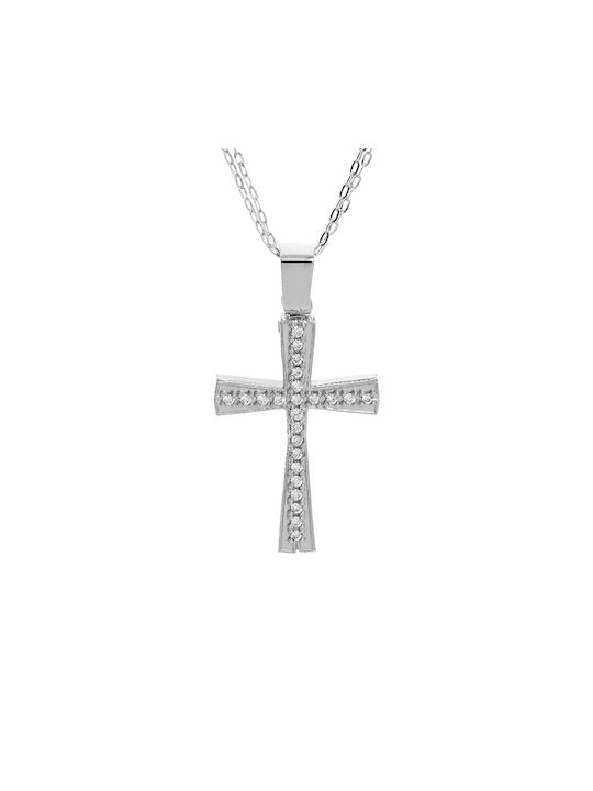 Ioannou24 Gold Kreuz 14K Beidseitig mit Kette