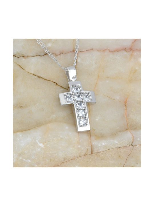 Ioannou24 Damen Gold Kreuz 14K mit Kette