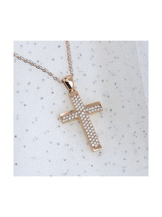 Ioannou24 Damen Gold Kreuz 14K mit Kette