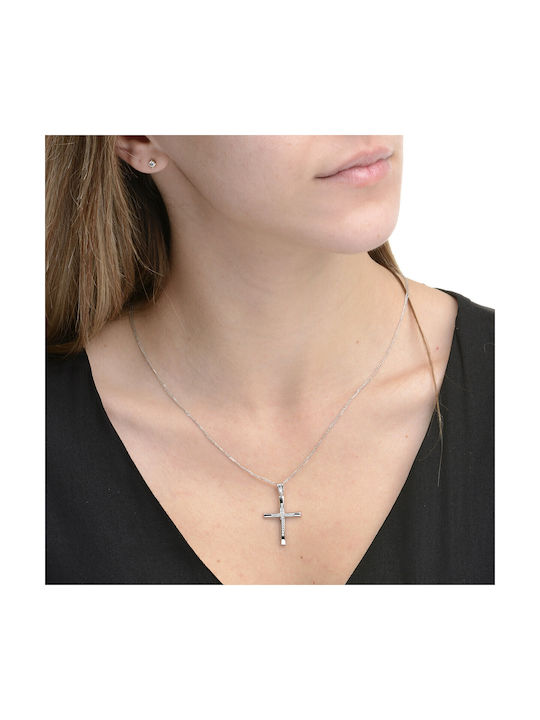 Ioannou24 Women's White Gold Cross 14K with Chain