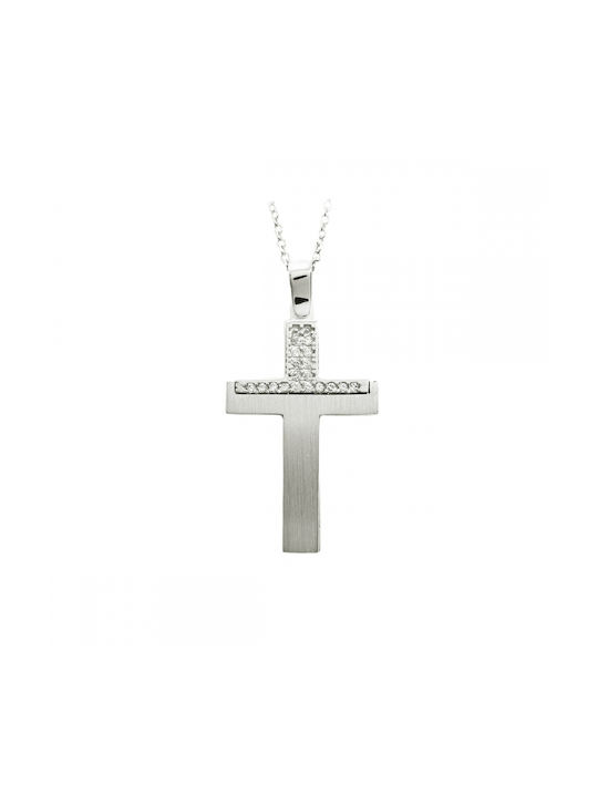 Art d or Damen Weißgold Kreuz 14K mit Kette