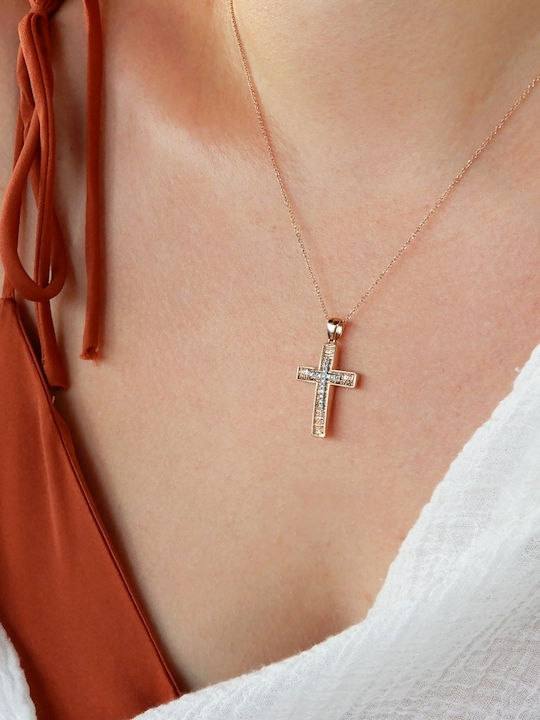 Art d or Women's Rose Gold Cross 14K with Chain