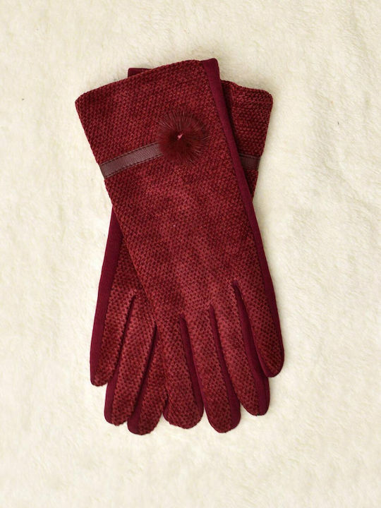 Women's Knitted Touch Gloves Burgundy