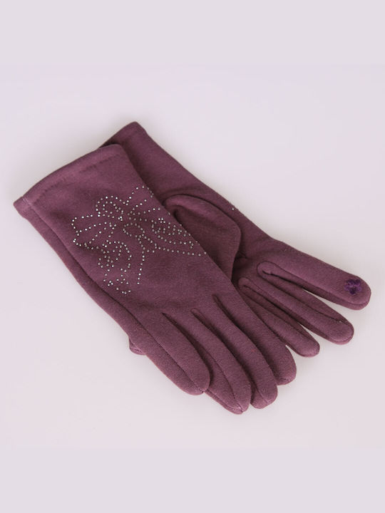 Women's Touch Gloves with Fur Purple