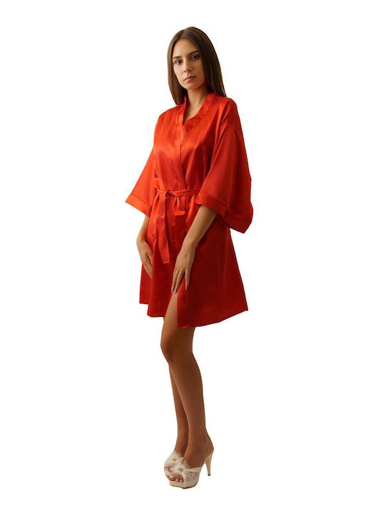 FMS Winter Women's Satin Robe Red Mary