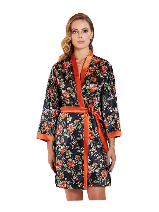 FMS Winter Damen Satin Robe mit Nachthemd