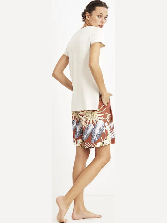 Penye Mood Sommer Damen Pyjama-Set Weiß