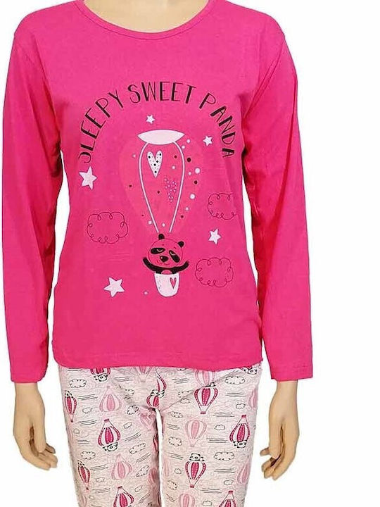 Tres Chic Winter Damen Pyjama-Set Fuchsie