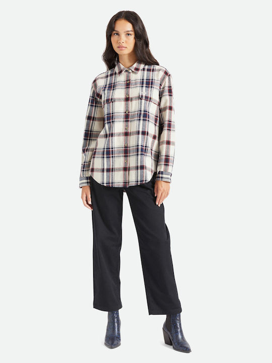 Bowery Boyfriend Flannel Damen Weiß Overshirt
