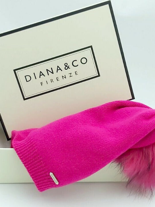 Pom Pom Beanie Γυναικείος Σκούφος Πλεκτός σε Φούξια χρώμα