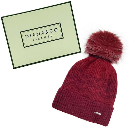 Pom Pom Beanie Frauen Beanie Gestrickt in Rot Farbe