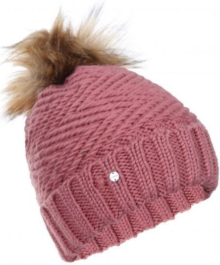 Pom Pom Beanie Frauen Beanie Gestrickt in Rosa Farbe