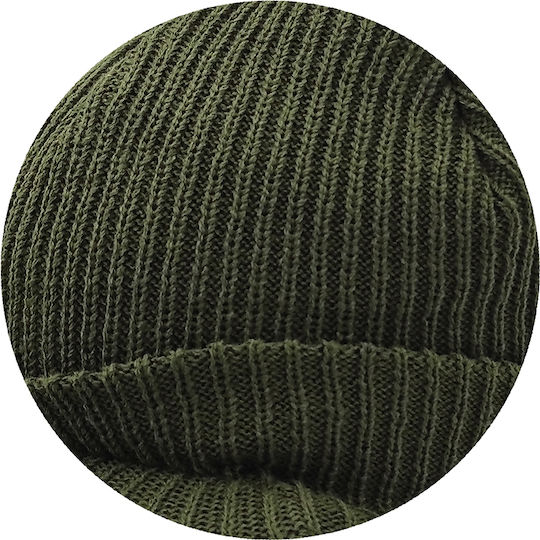 Beanie Männer Beanie mit Rippstrick in Khaki Farbe
