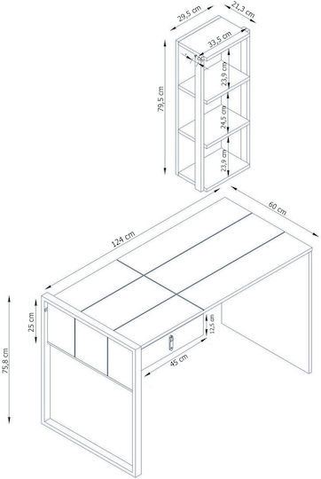 Γραφείο Firma 124x60x75εκ. Μαύρο / Φυσικό