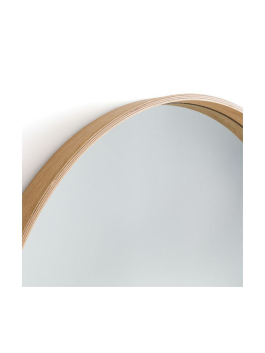 La Redoute Interieurs Wall Mirror with Brown Wooden Frame Diameter 80cm 1pcs