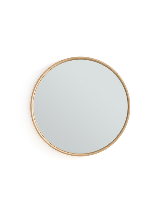 La Redoute Interieurs Wall Mirror with Brown Wooden Frame Diameter 80cm 1pcs
