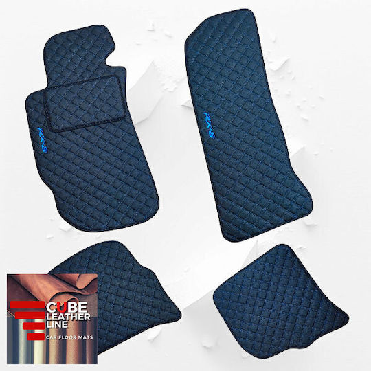 Mazda Rx-8 2003-2012 Πατακια Τεχνοδερμα Cube Μαυρο Me Μπλε Ραφη Μπλε Κεντημα Rx-8 Σετ 4τμχ