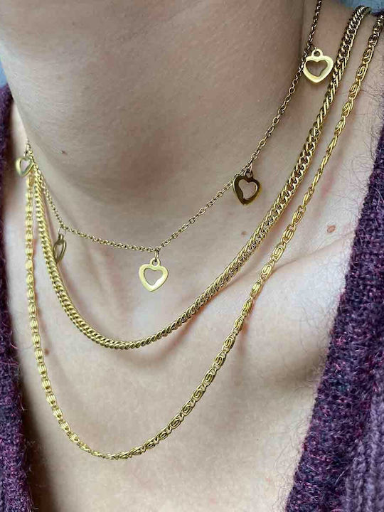 Goldjewels Chain Neck Cuban made of Steel Gold-plated Thin Thickness 4mm and Length 40cm
