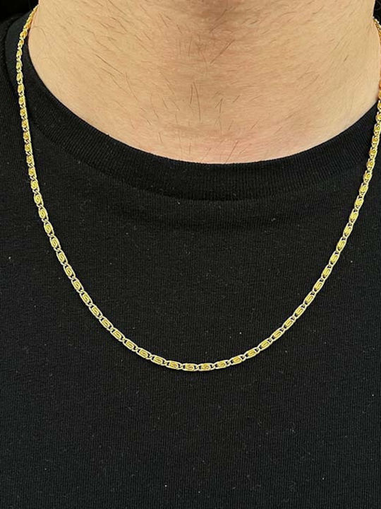 Goldjewels Верига Врат от Стомана Позлатена Тънка Дебелина 3mm и Дължина 60cm