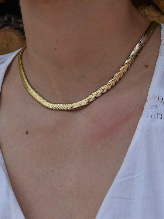 Goldjewels Chain Neck Snake made of Steel Gold-plated Wide Thickness 6mm and Length 40cm