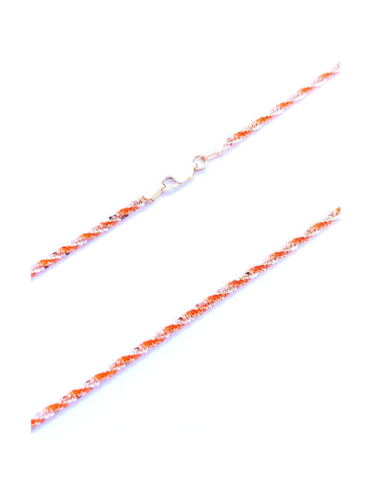 PS Silver Two-tone Chain Neck Spiral from Silver Gold-plated Thin Thickness 2.35mm and Length 50cm