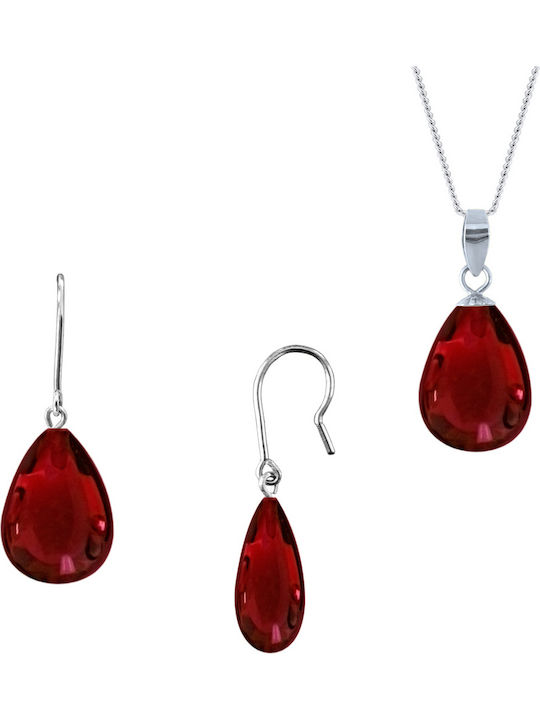 Margaritari Set mit Ohrringe & Anhänger aus Silber mit Steinen