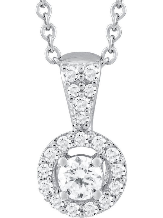 Set with Necklace & Earrings from White Gold 18K with Stones