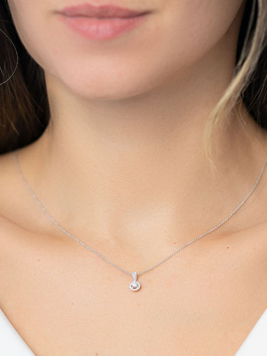 Set with Necklace & Earrings from White Gold 18K with Stones