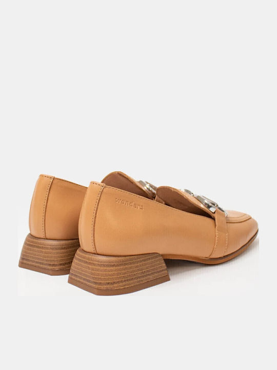 Leather Women's Moccasins in Tabac Brown Color