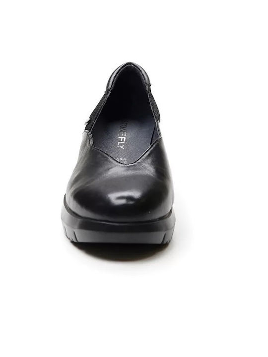 Leather Women's Moccasins in Black Color