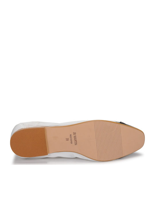Lederne Damen Ballerinas Spitz zulaufend in Weiß Farbe