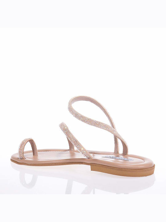 Sofia Manta Women's Flat Sandals in Beige Color