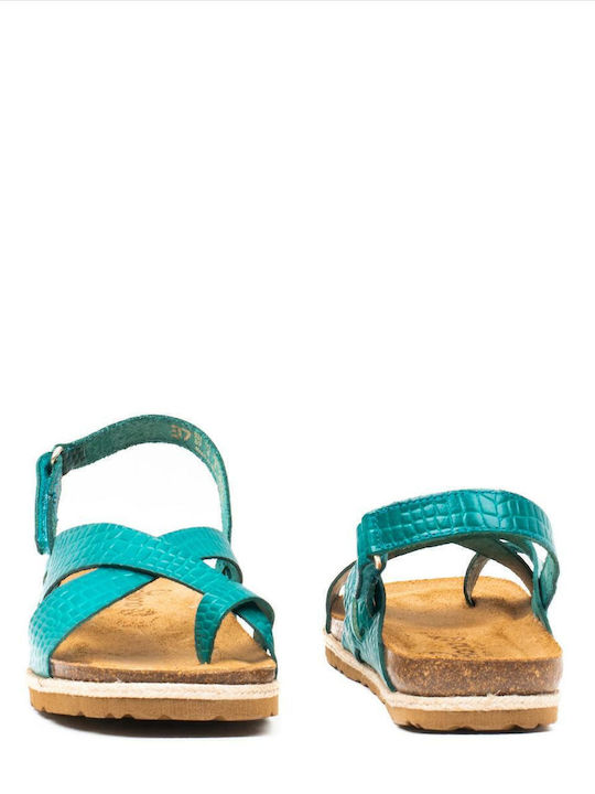 Women's Flat Sandals in Turquoise Color