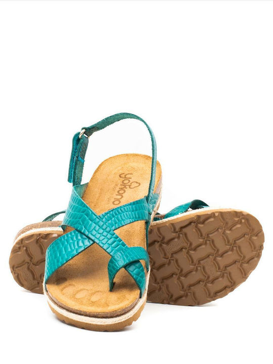 Women's Flat Sandals in Turquoise Color
